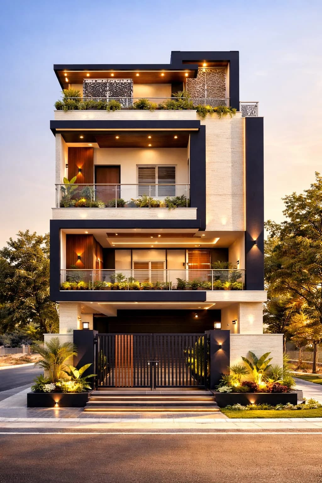 Quadri Bungalow residence by Crown Home Spaces